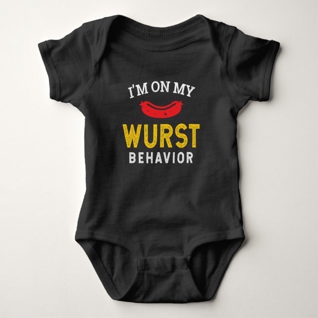 Funny My Wurst Behaviour Oktoberfest Baby Bodysuit (Front)