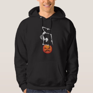 Funny Namaste Skeleton Yoga Skull Halloween Pumpki Hoodie