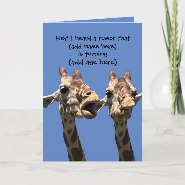 Funny Name and Age Customizable Birthday Card (Front)