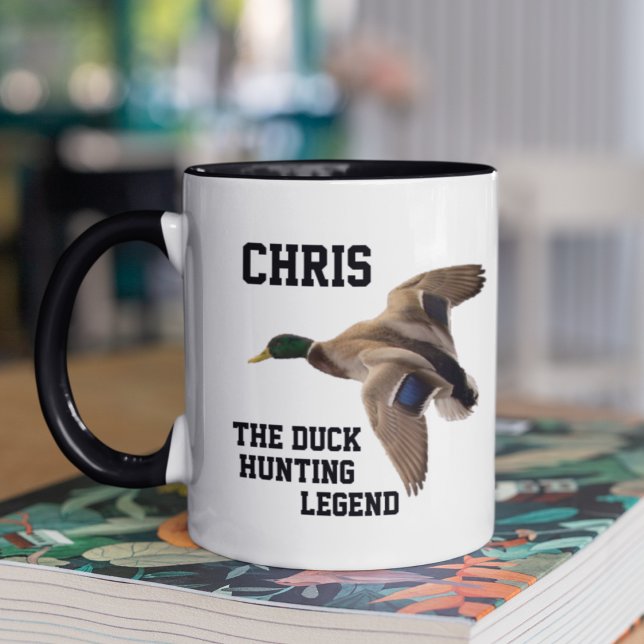 Funny Name Duck Hunting Legend Mallard Sports Mug (Mallard duck hunting legend personalized coffee mug.)