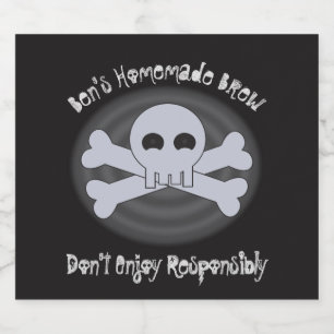 Funny Name Homemade Beer Skull Black Brew Bottle Label