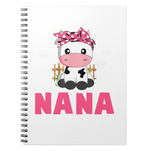 Funny Nana Cow Cute Cow Farmer Birthday Matching F Notebook (Front)