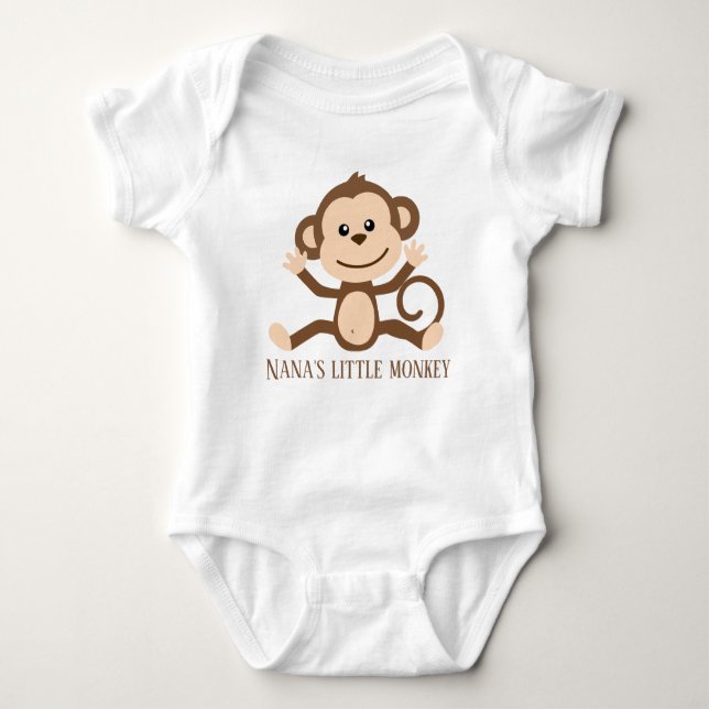 funny Nana's little monkey add text Baby Bodysuit (Front)