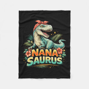 Funny Nanasaurus T Rex Dinosaur Nana Family Fleece Blanket