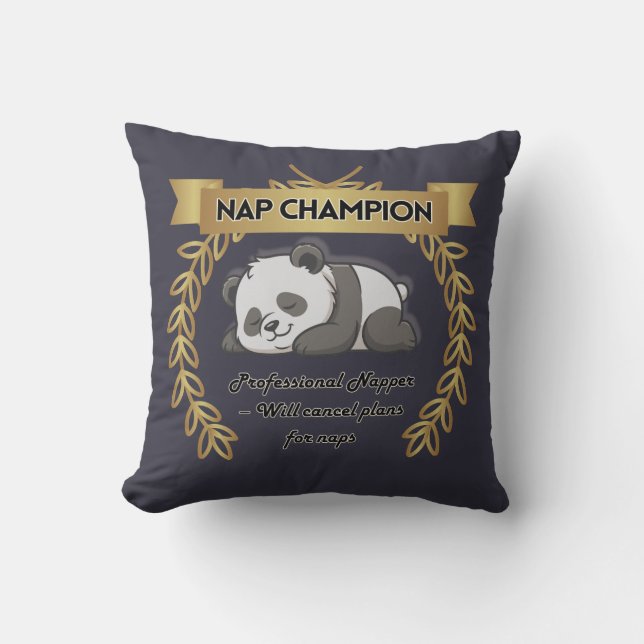 Funny Nap Champion Pillow – Cute Panda Cushion (Front)