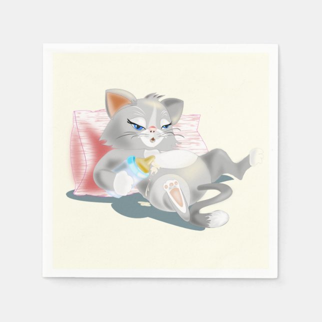 Funny Napkins with Baby Cat - Customisable (Front)