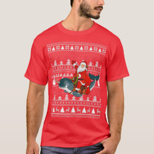 Funny Narwhal Fish Lover Santa Riding Narwhal Ugly T-Shirt