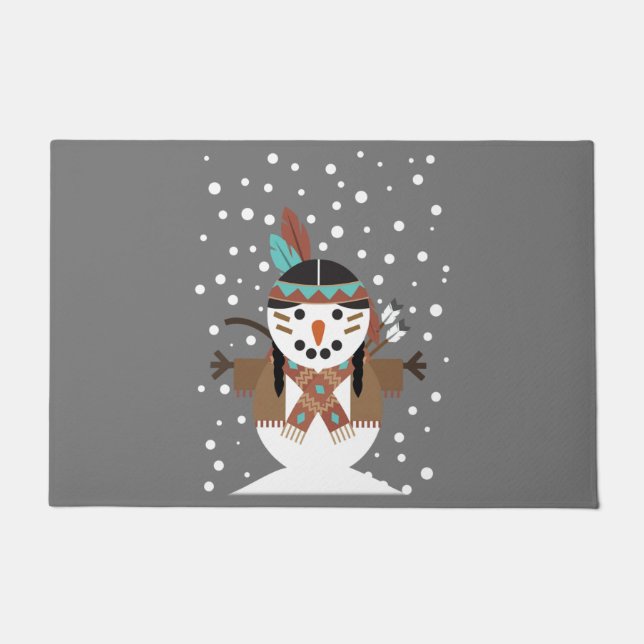 Funny Native American christmas tree decorations Doormat (Front)