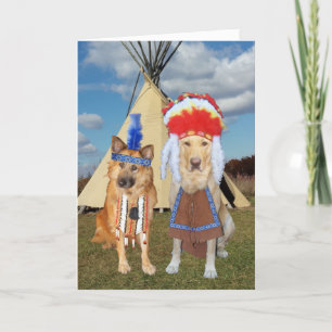 Funny Native American Dogs Valentine Holiday Card