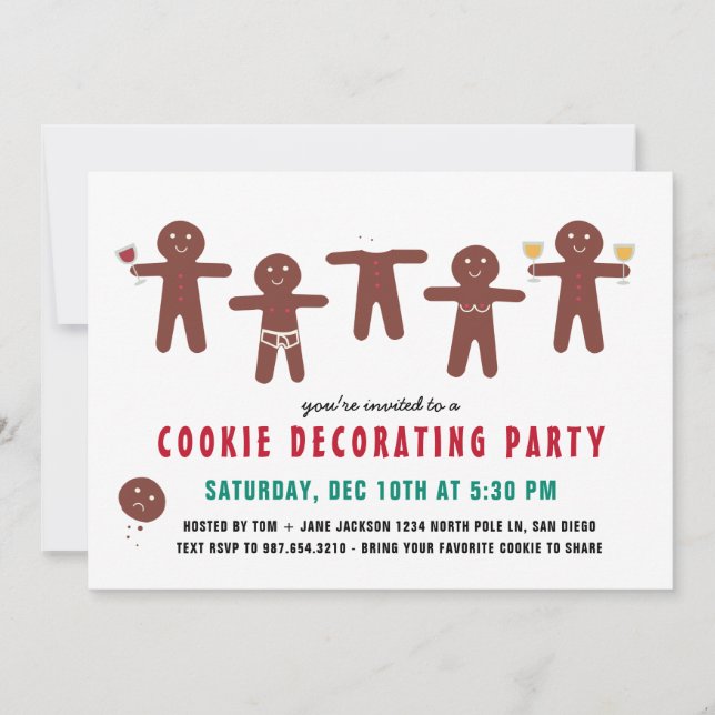 Funny Naughty Adult Cookie Decorating Party Invitation (Front)