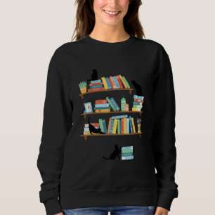 Funny Naughty Cat And Book Reader Lady Kitten Sweatshirt