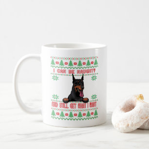 Funny Naughty Doberman Ugly Christmas Sweater Coffee Mug