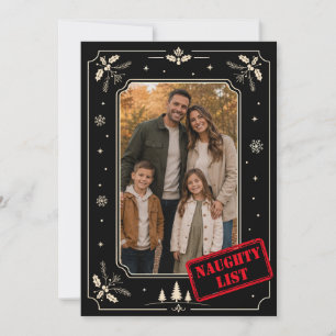 Funny Naughty List Family Christmas Photo Card