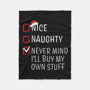 Funny Naughty Nice Christmas Family Pajama Men Wom Fleece Blanket