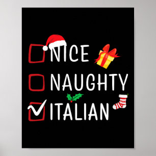 Funny Naughty Nice Italian Christmas Family Pajama Poster