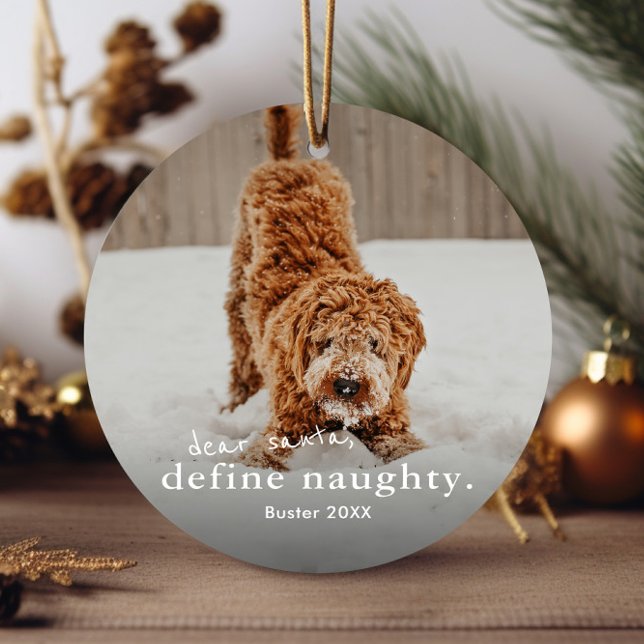 Funny Naughty Pet 2 Photo Christmas  Ceramic Tree Decoration (Funny Pet Photo Christmas Tree Ornament.)