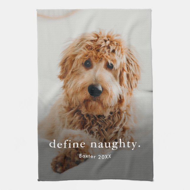 Funny Naughty Pet Photo Tea Towel (Vertical)