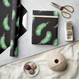 Funny Naughty Pickle Christmas Ornament Pattern Wrapping Paper