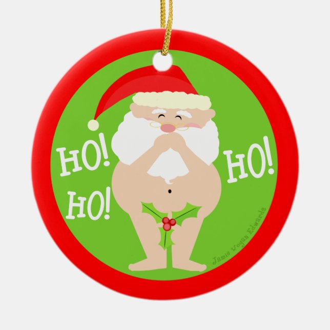 Funny Naughty Santa Christmas Ornament (Front)