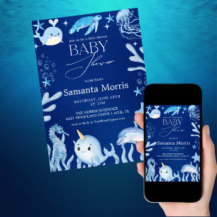 funny Nautical Baby Shower , Blue the Sea Invitation
