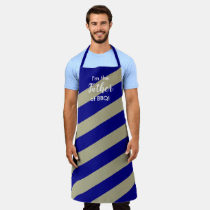  Funny Navy Blue and Sage Green Striped  Apron