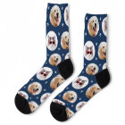 Funny Navy Blue Custom 2 Pet Photo Paw Print
