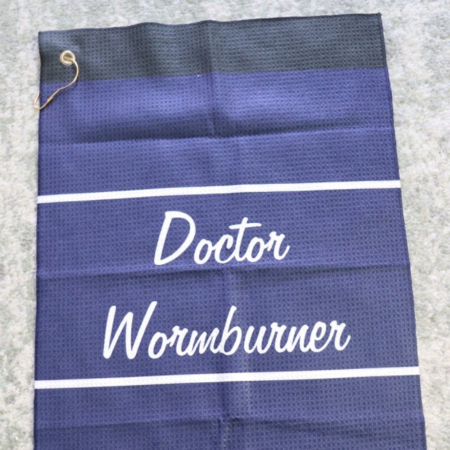 Funny navy blue wormburner gift for golfer golf towel (Creator Uploaded)