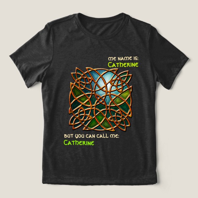 Funny Navy Stained Glass Celtic Knot Personalised Tri-Blend Shirt (Design Front)