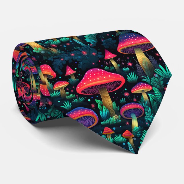 Funny Neck Tie with Mushroom Pattern (Rolled)