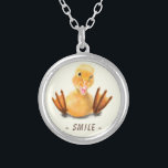 Funny Necklace with Happy Duck Smlie - Custom Text<br><div class="desc">Funny Necklaces with Yellow Duck Playful Wink Happy Smile Cartoon Drawing and Text - or Choose / Add Your Unique Text / Font / Colour - Make Your Special Necklace Gift - Resize and move or remove and add elements / image with customisation tool ! - Drawing and Design by...</div>