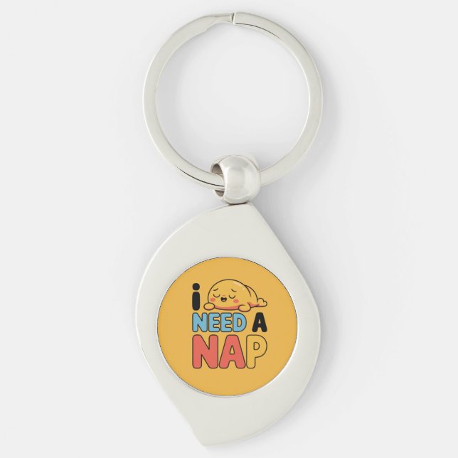 Funny Need A Nap Cute Sleepy Cartoon Key Ring (Front)