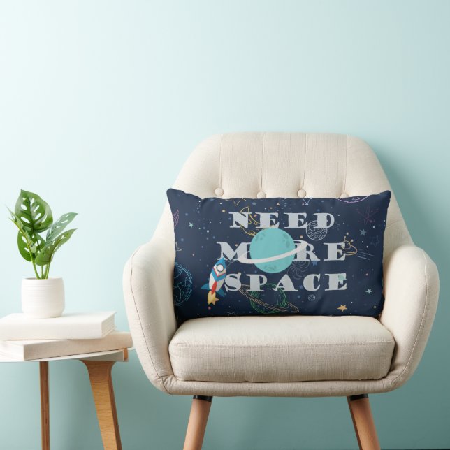 Funny Need More Space Quote Galaxy Theme Lumbar Cushion (Chair)