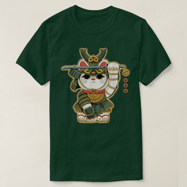 Funny Neko Lucky Cat Samurai Japan For Men Women  T-Shirt (Design Front)