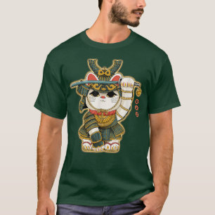 Funny Neko Lucky Cat Samurai Japan For Men Women  T-Shirt