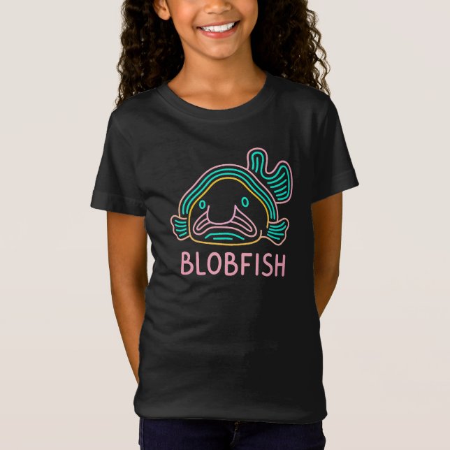 Funny Neon Blobfish – Quirky Deep Sea Cartoon T-Shirt (Front)