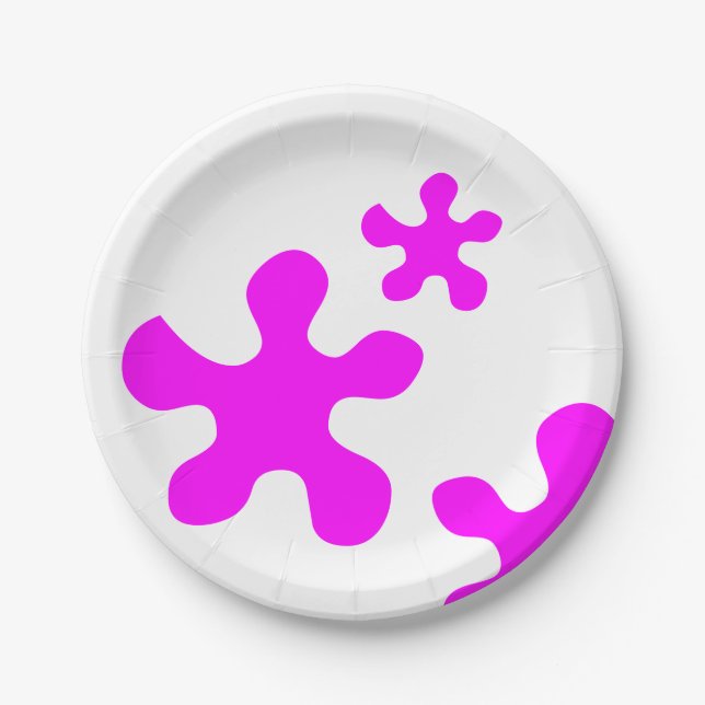 Funny neon Magenta slime paint splat pattern cute Paper Plate (Front)