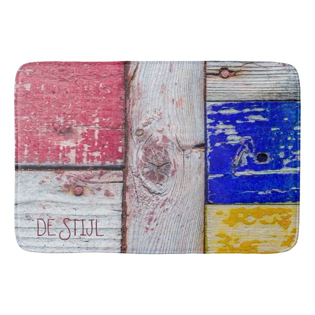 Funny Neoplasticism wooden art style customisable Bath Mat (Front)