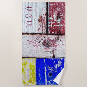Funny Neoplasticism wooden art style customisable Beach Towel