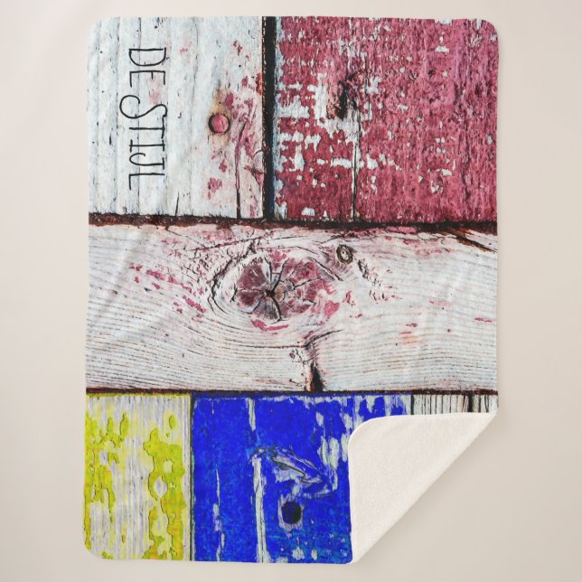 Funny Neoplasticism wooden art style customisable Sherpa Blanket (Front)