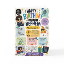 Funny Nephew Birthday Card Cute Colourful Family H