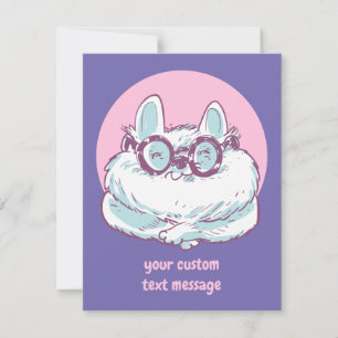 funny nerd plump cat cartoon thank you card