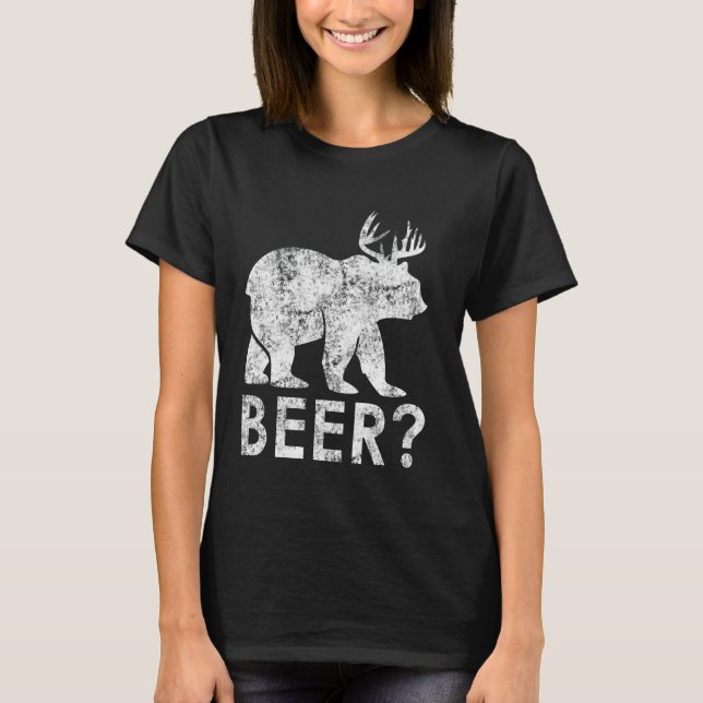 Funny Nerdy Beer Bear Deer Hunter Drinker Pun Gift T-Shirt (Front)