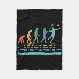 Funny Nerdy Evolve Badminton Player Evolution Spor Fleece Blanket