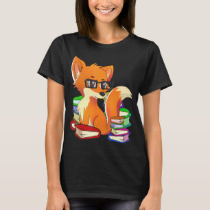 Funny Nerdy Fox Animal Bookworm Reading Book Lover T-Shirt