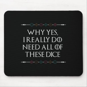 Funny Nerdy Gaming D20 Rpg Dice Saying Quote Graph Mouse Pad