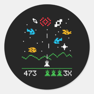 Funny Nerdy Vintage Astrospace Video Gamer Geek Gi Classic Round Sticker