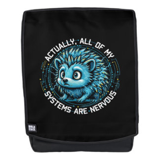 Funny Nervous Hedgehog Quote Backpack - Cute Anima