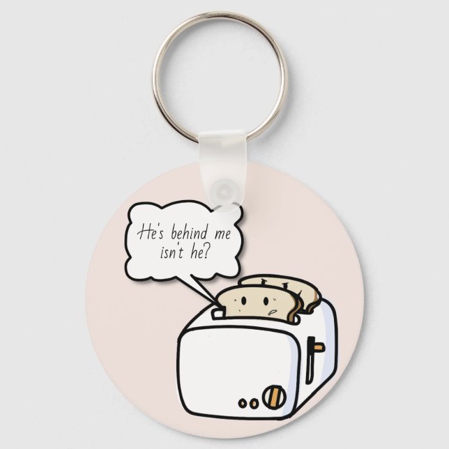 Funny Nervous Toast Cartoon Key Ring (Front)