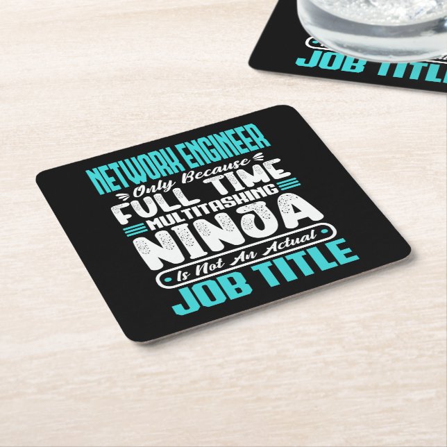 Funny Network Engineer Job Title Profession Skills Square Paper Coaster (Angled)