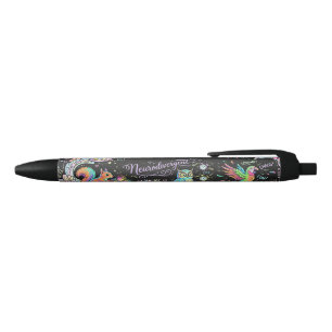 Funny Neurodivergent Parade Strengths ADHD Art Black Ink Pen